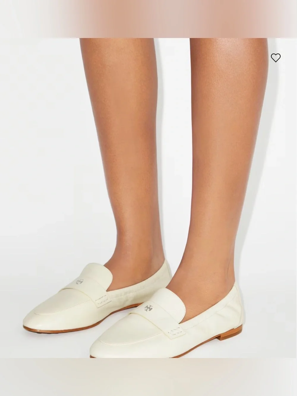 Tory Burch Light Cream Leather Slip-On Ballet Loafers for Women NEW
